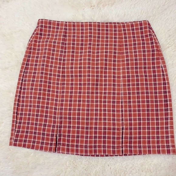 Orange Plaid Mini Skirt - Picture 1 of 2